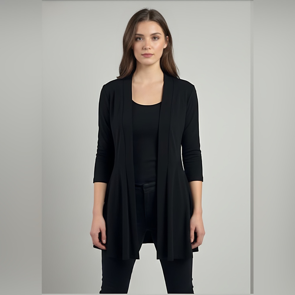 Joesph Ribkoff Light Knit Cover Up Jacket Black Size 10 - Picture 2 of 9